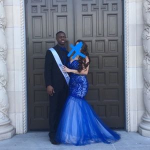 Blue mermaid prom dress